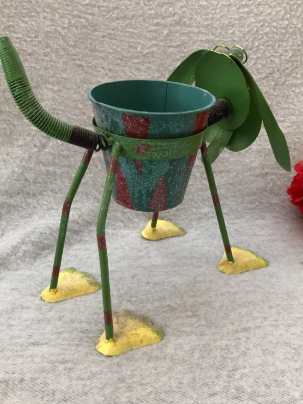 NWOT - Green & Yellow Metallic Dog Sculpture